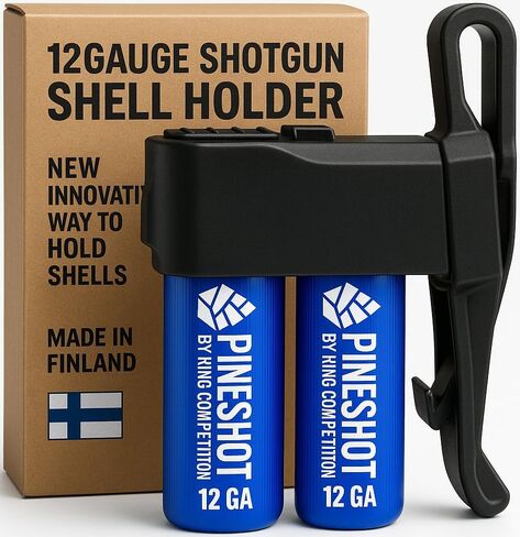 12 Gauge Shotgun Shell Holder PINESHOT | Innovative Hunting Gear & IPSC MOLLE Ammo Pouch, Made in Finland | One-Hand Quick Reload by King Competition | Replaces Sling, Bandolier and Cards in Saudi Arabia