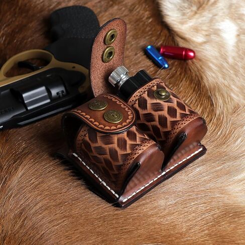 TOURBON Leather Double Speedloader Pouch Belt Carrier Speedloader Holder Case for .38 .357 .44 .45 in Saudi Arabia