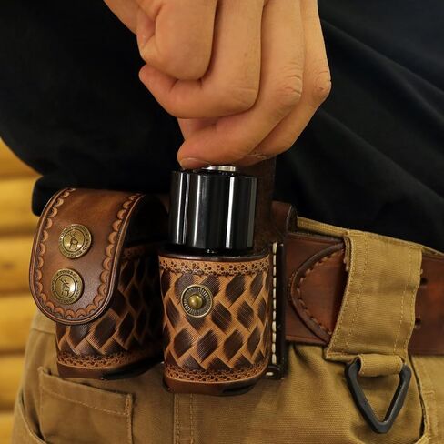 TOURBON Leather Double Speedloader Pouch Belt Carrier Speedloader Holder Case for .38 .357 .44 .45 in Saudi Arabia