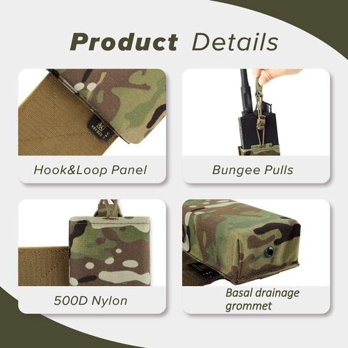 KRYDEX Mag Holder Radio Pouch with Hook and Loop Cummerbund Side Magazine Holster for Tactical Chest Rig Vest 1 Pack in Saudi Arabia