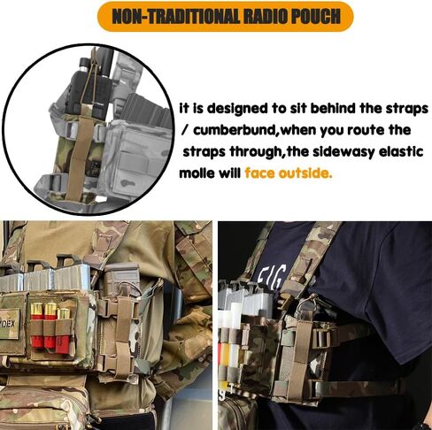 KRYDEX Mag Holder Radio Pouch with Hook and Loop Cummerbund Side Magazine Holster for Tactical Chest Rig Vest 1 Pack in Saudi Arabia