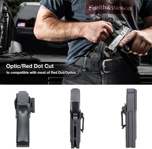 WARRIORLAND IWB Kydex Holster Optic Cut، يناسب Glock 17/19 Gen 3-5 & 23/32 Gen 3-4 & 19X 44 45 مع TLR-7/TLR-7A/TLR-7X/TLR-8 HL-X G، حامل إخفاء حزام الخصر الداخلي، Adj. غير قادر & بوسي انقر فوق الاحتفاظ in Kuwait
