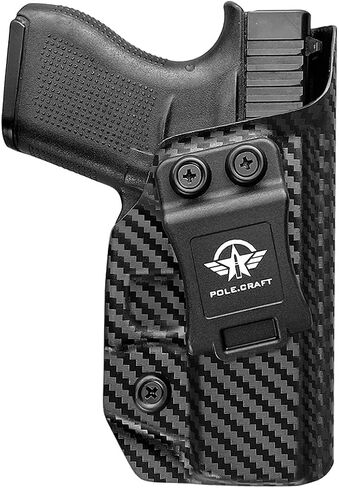 POLE.CRAFT IWB Kydex Holster Fits: Glock 43 / Glock 43X Gen 1 2 3 4 5 Pistol - Inside Waistband Concealed Carry - Cover Mag-Button, Widened Entrance, No Wear, No Jitter in Kuwait
