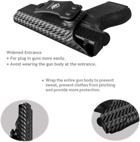 POLE.CRAFT IWB Kydex Holster Fits: Glock 43 / Glock 43X Gen 1 2 3 4 5 Pistol - Inside Waistband Concealed Carry - Cover Mag-Button, Widened Entrance, No Wear, No Jitter in Kuwait