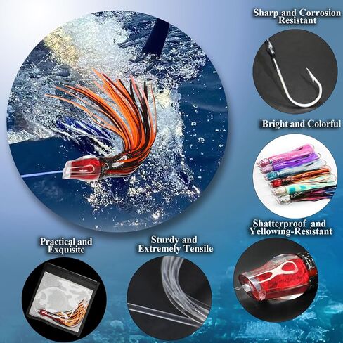VIKETECH 9’’ 4oz Resin Saltwater Fishing Trolling Lure for Tuna Mahi Mahi Marlin Wahoo Sailfish Dolphin Lures Deep Sea Offshore Big Game Included Mesh Bag in Saudi Arabia