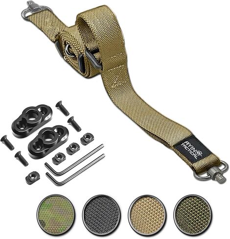 AYIN Two Point Traditional Rifle Sling Fast Adjusting Rifle Carrying Strap Sling Push Connections for Hunting Rifle or Modular Lock Rail + 2 Mounts Included in Saudi Arabia