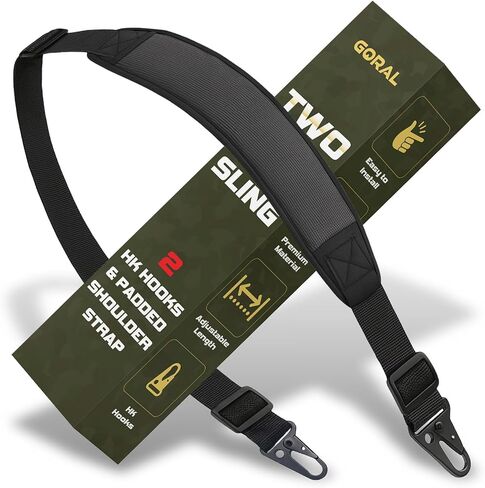 GORAL 2-Point Rifle Sling with Metal Hooks, Gun Sling Padded Shoulder Strap Adjustable Length and 2 Points Secured HK Hooks for Outdoors, Hunting and More in Saudi Arabia