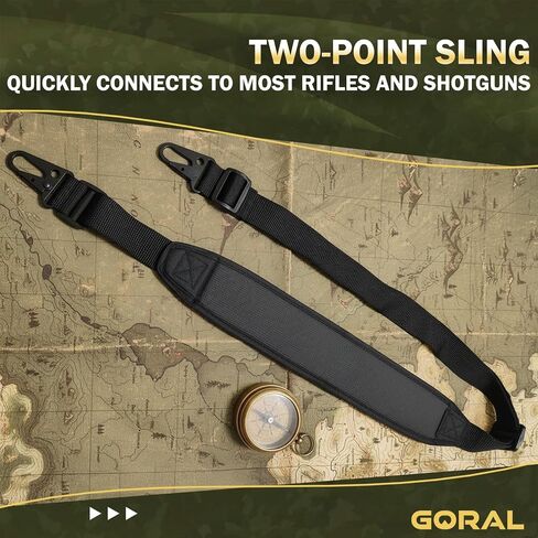 GORAL 2-Point Rifle Sling with Metal Hooks, Gun Sling Padded Shoulder Strap Adjustable Length and 2 Points Secured HK Hooks for Outdoors, Hunting and More in Saudi Arabia