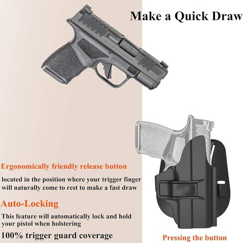 حافظة Hellcat لـ Springfield Hellcat مقاس 9 مم، حافظة مجداف OWB، حزام خصر خارجي، غير قابلة للتعديل، تحرير سريع - اليد اليمنى in Kuwait