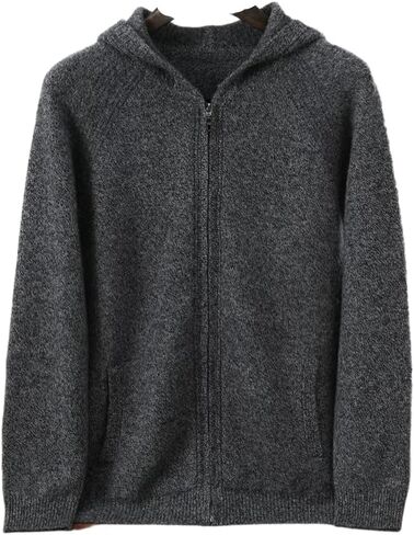 Women's Cashmere and Wool Blend Casual Knit Long Sleeve Thickening Type Hoodie Sweater in Saudi Arabia