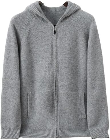 Women's Cashmere and Wool Blend Casual Knit Long Sleeve Thickening Type Hoodie Sweater in Saudi Arabia