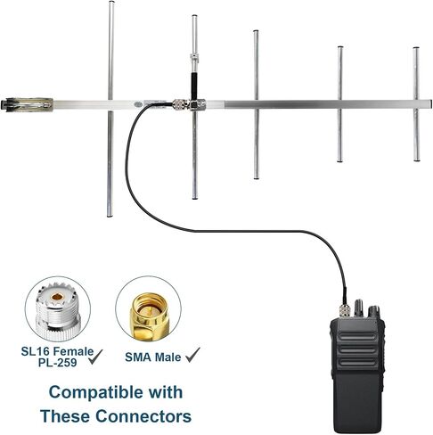 هام راديو ياغي هوائي لUHF (400-470MHz) GMRS محطة قاعدة في الهواء الطلق استقبال إشارة طويلة المدى مع SO-239Connector 32ft PL-259 كابل SMA أنثى محول in Saudi Arabia