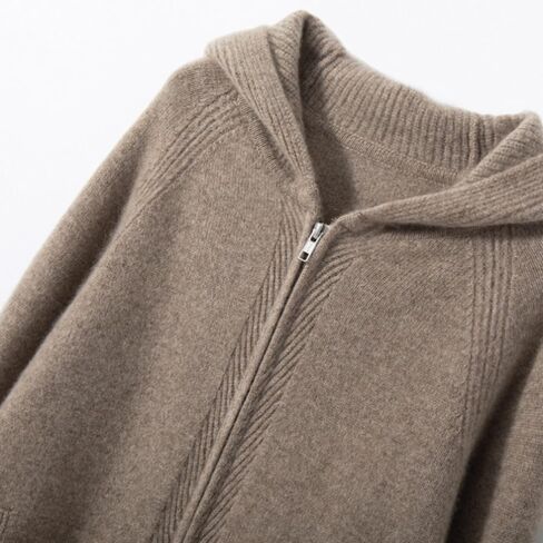 Women's Cashmere and Wool Blend Casual Knit Long Sleeve Thickening Type Hoodie Sweater in Saudi Arabia