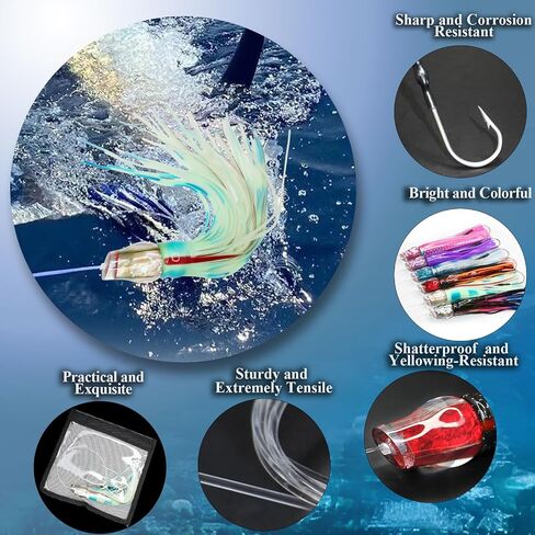 VIKETECH 9’’ 4oz Resin Saltwater Fishing Trolling Lure for Tuna Mahi Mahi Marlin Wahoo Sailfish Dolphin Lures Deep Sea Offshore Big Game Included Mesh Bag in Saudi Arabia