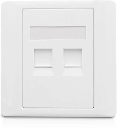 Dual Port CAT3 RJ11 Telephone Wall Plate 86x86mm Telephone Line Connector White Frame Socket in Saudi Arabia