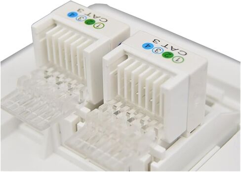 Dual Port CAT3 RJ11 Telephone Wall Plate 86x86mm Telephone Line Connector White Frame Socket in Saudi Arabia