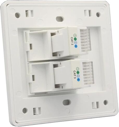 Dual Port CAT3 RJ11 Telephone Wall Plate 86x86mm Telephone Line Connector White Frame Socket in Saudi Arabia