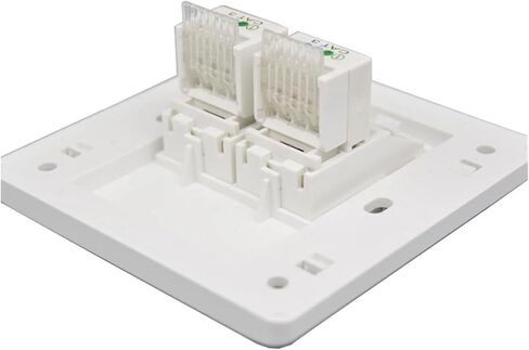 Dual Port CAT3 RJ11 Telephone Wall Plate 86x86mm Telephone Line Connector White Frame Socket in Saudi Arabia