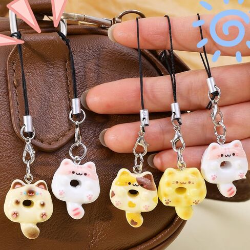 6PCS Unique Phone Jewelry Cats Bag Accessories Cute Key Charm Resin Texture Suitable for Artistic Displays (10cm) in Saudi Arabia