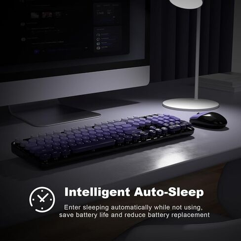 Wireless Keyboard and Mouse Combo, 2.4GHz Retro Full-Size Typewriter Keyboard with Number Pad and Wireless Mouse for PC/Laptop/Desktop/Windows (Pale Blue) in Kuwait