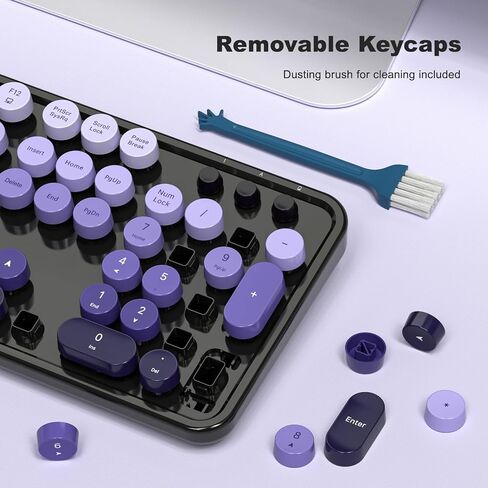 Wireless Keyboard and Mouse Combo, 2.4GHz Retro Full-Size Typewriter Keyboard with Number Pad and Wireless Mouse for PC/Laptop/Desktop/Windows (Pale Blue) in Kuwait