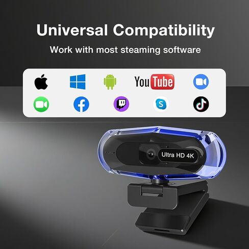 كاميرا ويب 4K للكمبيوتر الشخصي، وكاميرا ويب 4K مع جهاز تحكم عن بعد وإضاءة RGB، وكاميرا بث التركيز التلقائي للكمبيوتر/Mac، وكاميرا كمبيوتر للتوصيل والتشغيل للتكبير/Skype/YouTube/الاجتماع in Kuwait