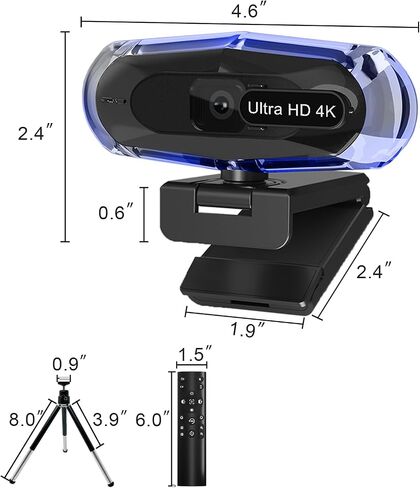 كاميرا ويب 4K للكمبيوتر الشخصي، وكاميرا ويب 4K مع جهاز تحكم عن بعد وإضاءة RGB، وكاميرا بث التركيز التلقائي للكمبيوتر/Mac، وكاميرا كمبيوتر للتوصيل والتشغيل للتكبير/Skype/YouTube/الاجتماع in Kuwait