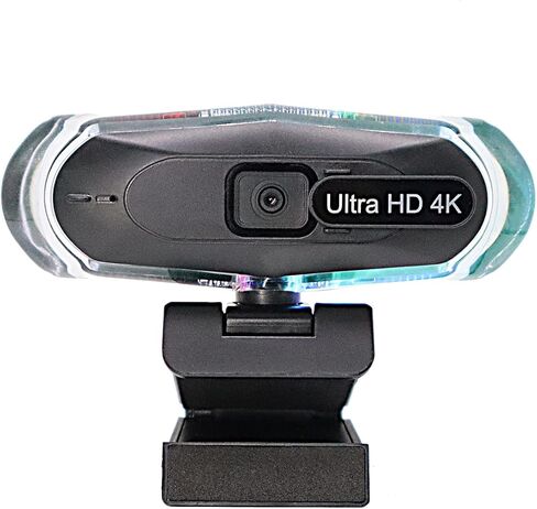 جهاز تحكم عن بعد بدقة 4K Ultra HD مع كاميرا ويب حامل، إضاءة LED RGB، زاوية واسعة 95 درجة، تركيز تلقائي، 1080P@60FPS، أسود، USB 2.0، لمؤتمرات الفيديو، سطح المكتب/الكمبيوتر المحمول in Kuwait