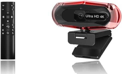 جهاز تحكم عن بعد بدقة 4K Ultra HD مع كاميرا ويب حامل، إضاءة LED RGB، زاوية واسعة 95 درجة، تركيز تلقائي، 1080P@60FPS، أسود، USB 2.0، لمؤتمرات الفيديو، سطح المكتب/الكمبيوتر المحمول in Kuwait