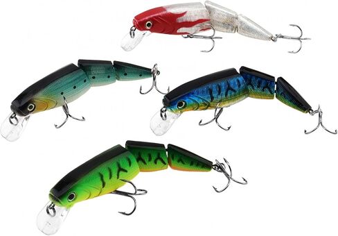 4pcs Jointed Fishing Lures, Multi Jointed Lifelike Swimbaits Hard Crankbaits, Topwater Bait Hard Lure Fishing Tackle for Bass Pike Muskie in Saudi Arabia