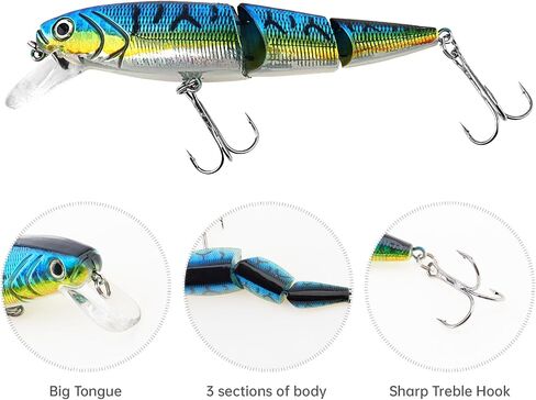 4pcs Jointed Fishing Lures, Multi Jointed Lifelike Swimbaits Hard Crankbaits, Topwater Bait Hard Lure Fishing Tackle for Bass Pike Muskie in Saudi Arabia