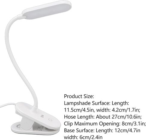 LED Clip Reading Lamp, White Light 6500K, 3 Modes, USB 5V, Eye Protection, Bed Light for Home and Bedroom - 360° Adjustable, Low Radiation, Ideal for Study and in Saudi Arabia