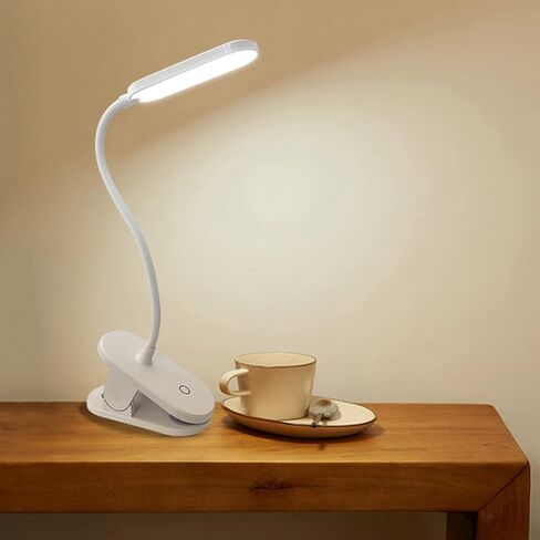 LED Clip Reading Lamp, White Light 6500K, 3 Modes, USB 5V, Eye Protection, Bed Light for Home and Bedroom - 360° Adjustable, Low Radiation, Ideal for Study and in Saudi Arabia