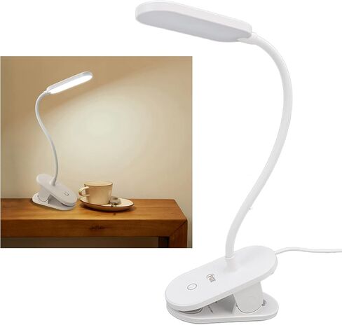 LED Clip Reading Lamp, White Light 6500K, 3 Modes, USB 5V, Eye Protection, Bed Light for Home and Bedroom - 360° Adjustable, Low Radiation, Ideal for Study and in Saudi Arabia