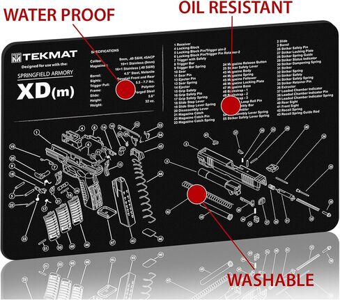 TekMat Original 11" x 17" - 1/8" Thick Oil Resistant Non-Slip Waterproof Scratchproof Washable Handgun Maintenance & Cleaning Mat for use with Springfield Armory in Saudi Arabia