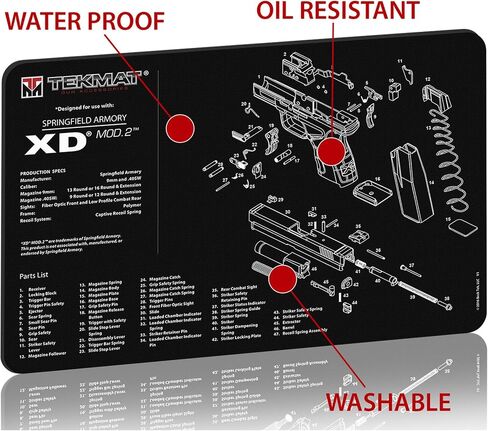 TekMat Original 11" x 17" - 1/8" Thick Oil Resistant Non-Slip Waterproof Scratchproof Washable Handgun Maintenance & Cleaning Mat for use with Springfield Armory in Saudi Arabia
