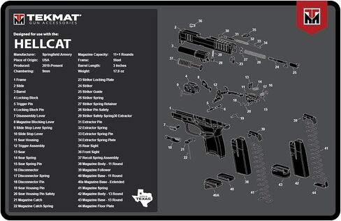 TekMat Original 11" x 17" - 1/8" Thick Oil Resistant Non-Slip Waterproof Scratchproof Washable Handgun Maintenance & Cleaning Mat for use with Springfield Armory in Saudi Arabia