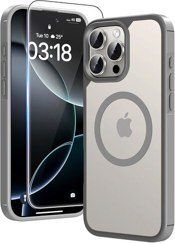 حافظة TAURI لهاتف iPhone 16 Pro، متوافقة مع MagSafe [غير صفراء] مع واقيات شاشة، حماية من الدرجة العسكرية، حافظة مغناطيسية رفيعة لهاتف iPhone 16 Pro 6.3 بوصة، رمادي in Saudi Arabia