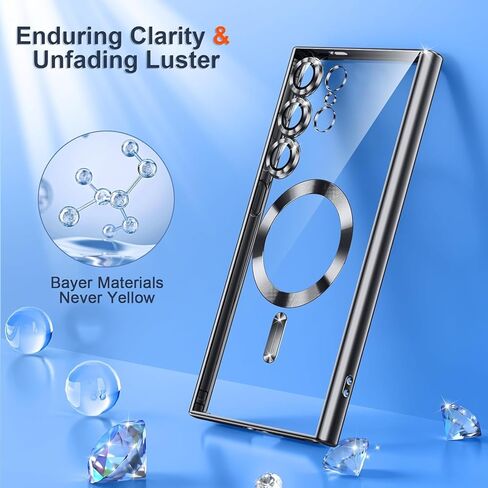 حافظة تيتانيوم رسمية لهاتف سامسونج جالاكسي S25 الترا، [متوافقة مع MagSafe] [حماية كاملة لغطاء الكاميرا] حافظة هاتف فاخرة لامعة معدنية رفيعة لهاتف جالاكسي S 25 الترا، أزرق in Kuwait