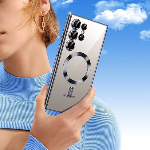 حافظة تيتانيوم رسمية لهاتف سامسونج جالاكسي S25 الترا، [متوافقة مع MagSafe] [حماية كاملة لغطاء الكاميرا] حافظة هاتف فاخرة لامعة معدنية رفيعة لهاتف جالاكسي S 25 الترا، أزرق in Kuwait