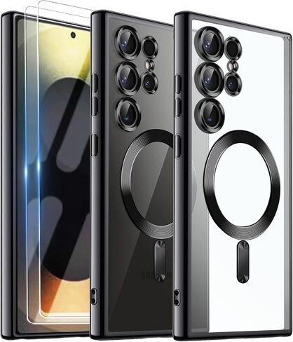 Official Titanium Case for Samsung Galaxy S25 Ultra,[Compatible with MagSafe][Full Camera Cover Protection] Metallic Glossy Slim Luxury Phone Case for Galaxy S 25 Ultra,Blue in Saudi Arabia