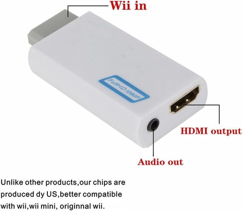 WII to HDMI Converter Full HD 1080P Wii 2 3.5mm Audio for PC HDTV Monitor Display to Adapterr (Color : As Shown, Size : One Size) in Saudi Arabia