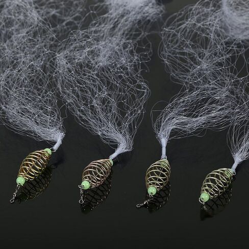 Dilwe Fish Bait Net, 4 Pcs Nylon Folding Fishing Spring Net with Luminous Beads for Night Fishing Shoal Outdoor Activities(7#) in Kuwait