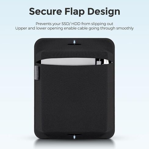 ProCase External Hard Drive Holder Adhesive Pouch for Laptop (2 Pack), Reusable Stick-On Portable Slim Travel Case Sleeve for HDD Hard Disk Drive, Battery Pack, Wireless Mouse, Cables -2 Black in Saudi Arabia
