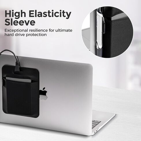 ProCase External Hard Drive Holder Adhesive Pouch for Laptop (2 Pack), Reusable Stick-On Portable Slim Travel Case Sleeve for HDD Hard Disk Drive, Battery Pack, Wireless Mouse, Cables -2 Black in Saudi Arabia