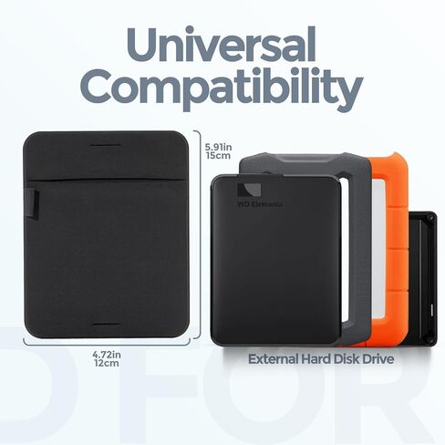 ProCase External Hard Drive Holder Adhesive Pouch for Laptop (2 Pack), Reusable Stick-On Portable Slim Travel Case Sleeve for HDD Hard Disk Drive, Battery Pack, Wireless Mouse, Cables -2 Black in Saudi Arabia