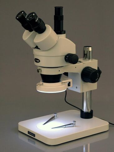 AmScope SM-1TS-144S-M مجهر تكبير ستيريو رقمي احترافي ثلاثي العينيات، عدسات WH10x، تكبير 7X-45X، هدف تكبير 0.7X-4.5X، ضوء حلقة LED 144 لمبة، حامل عمود، 110 فولت - 240 فولت، يتضمن كاميرا 1.3 ميجابكسل مع عدسة التخفيض والبرمجيات in Kuwait