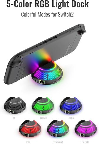 محطة إرساء محول التلفزيون للمحول 2، مجهزة بمنافذ USB 5 في 1، وLAN، وUSB-C، و4K HDMI، مع مخرج 60 هرتز وتأثيرات إضاءة RGB in Saudi Arabia