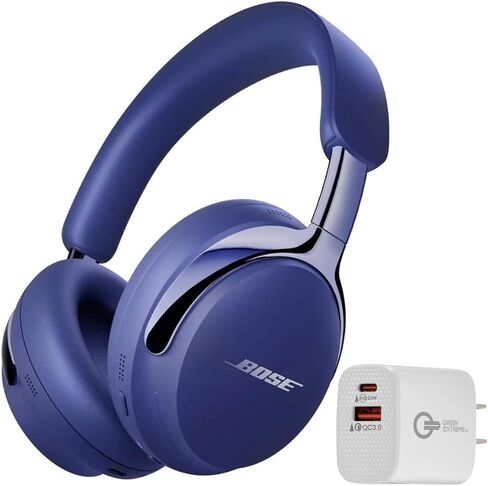 Bose (سماعات الرأس QuietComfort Ultra Bluetooth من الجيل الثاني، سماعات رأس لاسلكية مع صوت مكاني، إلغاء الضوضاء فوق الأذن مع ميكروفون، وقت تشغيل يصل إلى 30 ساعة + شاحن حائط 20 وات (أسود) in Saudi Arabia