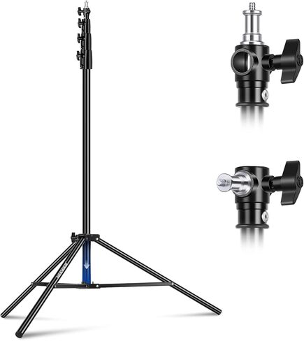 NEEWER 9.2ft/2.8m Air Cushioned Light Stand, Heavy Duty All Metal Tripod Stand with 1/4" to 3/8" Reversible Spigot, 3 Way Mounting Interface & Metal Locking Knobs, Max Load 5.5lb/2.5kg, ST-280AC in Kuwait